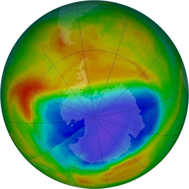 Antarctic ozone map for 15 October 1986